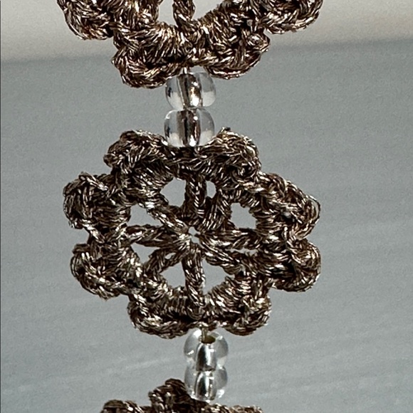 Crocheted Floral Earrings - Picture 2 of 3